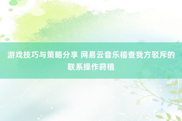 游戏技巧与策略分享 网易云音乐稽查我方驳斥的联系操作莳植