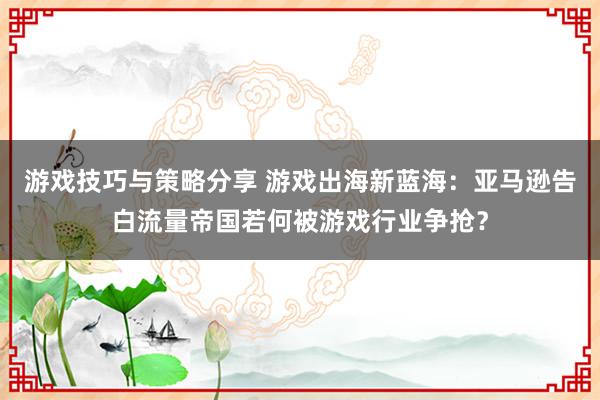 游戏技巧与策略分享 游戏出海新蓝海：亚马逊告白流量帝国若何被游戏行业争抢？