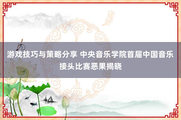 游戏技巧与策略分享 中央音乐学院首届中国音乐接头比赛恶果揭晓