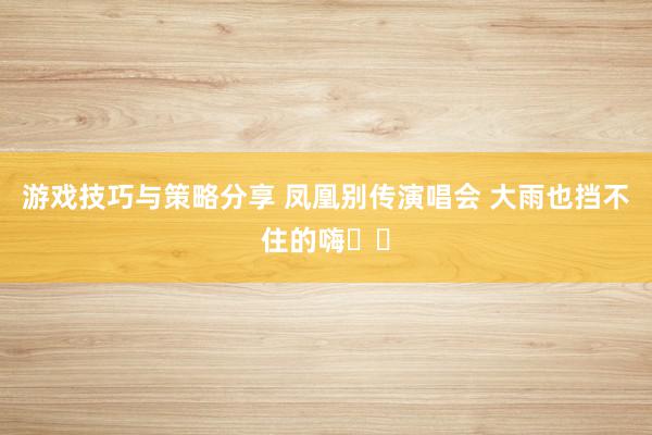 游戏技巧与策略分享 凤凰别传演唱会 大雨也挡不住的嗨✌️