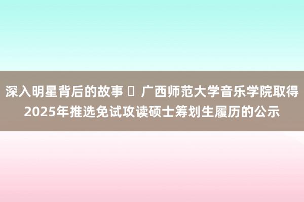 深入明星背后的故事 ​广西师范大学音乐学院取得2025年推选免试攻读硕士筹划生履历的公示