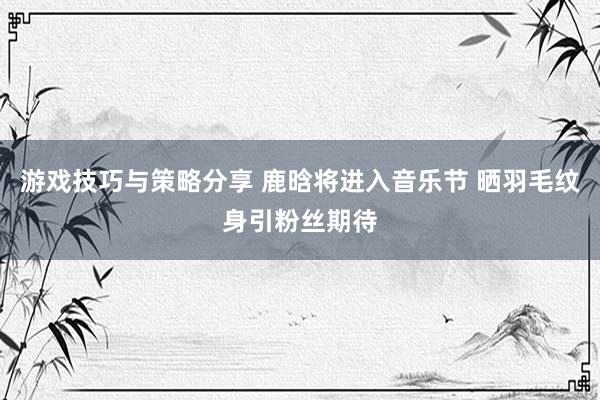 游戏技巧与策略分享 鹿晗将进入音乐节 晒羽毛纹身引粉丝期待