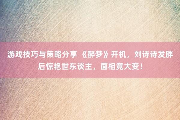 游戏技巧与策略分享 《醉梦》开机，刘诗诗发胖后惊艳世东谈主，面相竟大变！