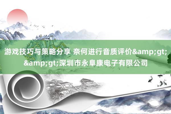 游戏技巧与策略分享 奈何进行音质评价&gt;&gt;深圳市永阜康电子有限公司