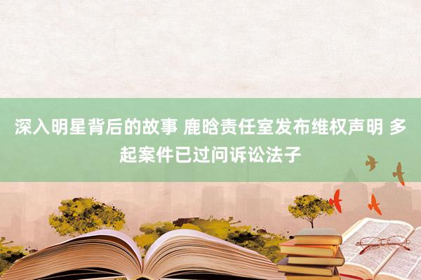 深入明星背后的故事 鹿晗责任室发布维权声明 多起案件已过问诉讼法子