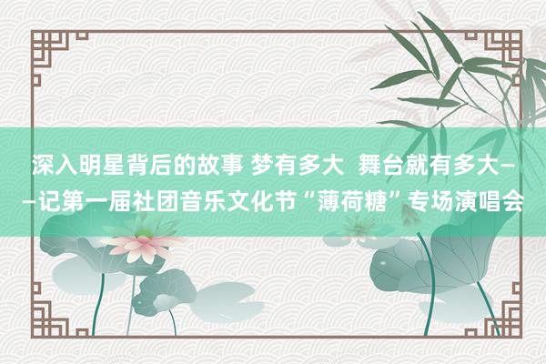 深入明星背后的故事 梦有多大  舞台就有多大——记第一届社团音乐文化节“薄荷糖”专场演唱会