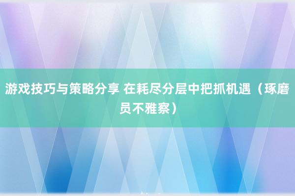 游戏技巧与策略分享 在耗尽分层中把抓机遇（琢磨员不雅察）