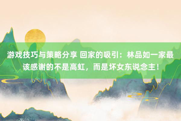 游戏技巧与策略分享 回家的吸引：林品如一家最该感谢的不是高虹，而是坏女东说念主！