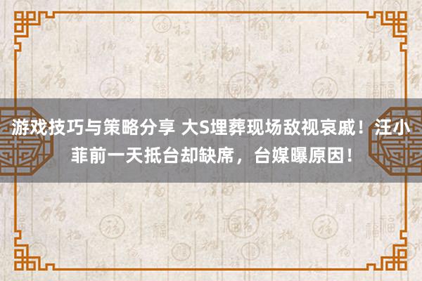 游戏技巧与策略分享 大S埋葬现场敌视哀戚！汪小菲前一天抵台却缺席，台媒曝原因！