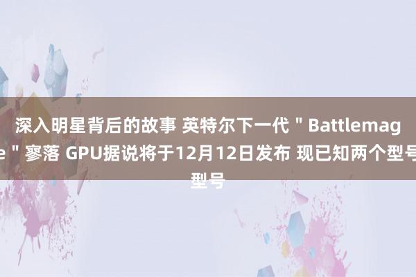 深入明星背后的故事 英特尔下一代＂Battlemage＂寥落 GPU据说将于12月12日发布 现已知两个型号